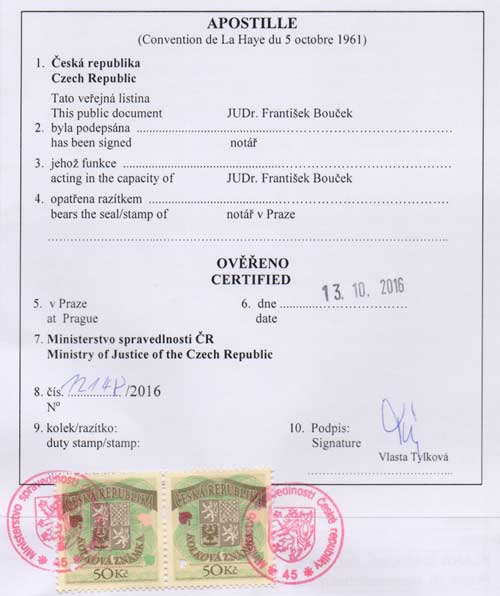 Apostille in the Czech Republic