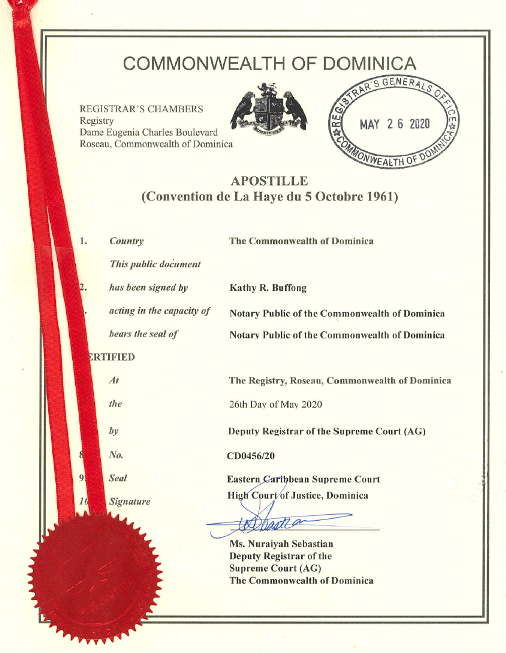 Apostille in Dominica Apostille in Dominica