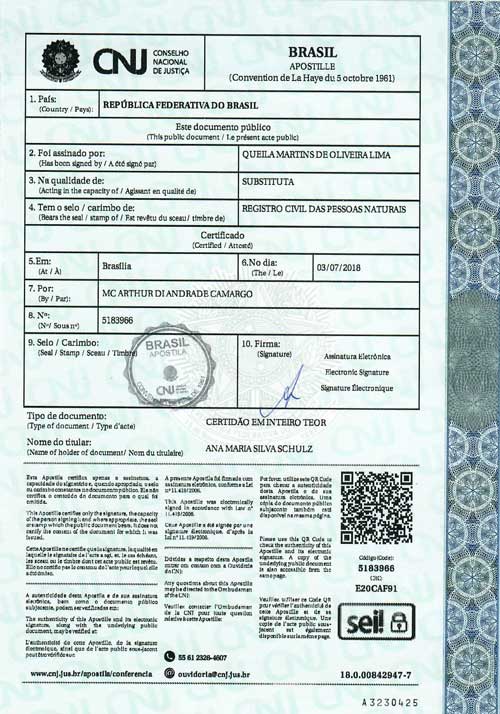 Apostille from Brazil