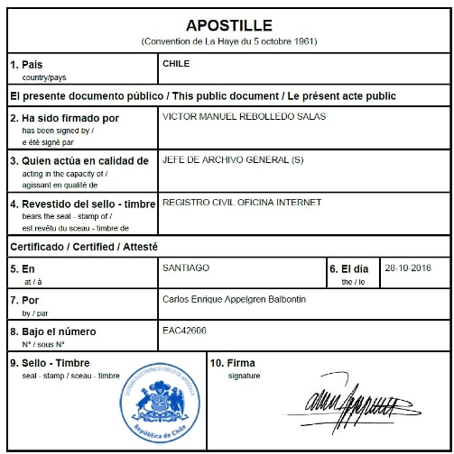 Apostille from Chile