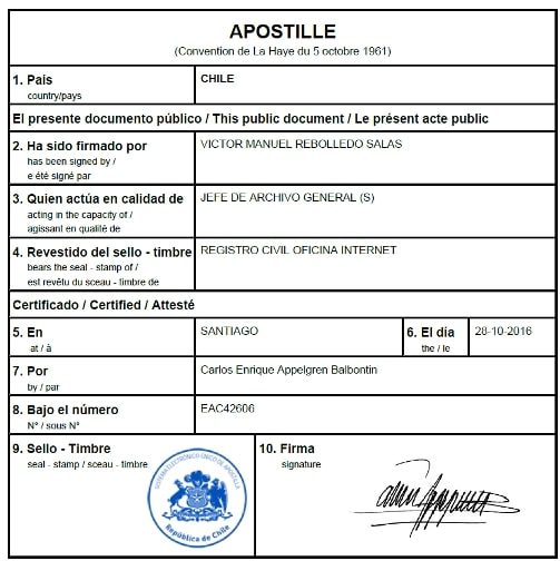 Apostille From Chile