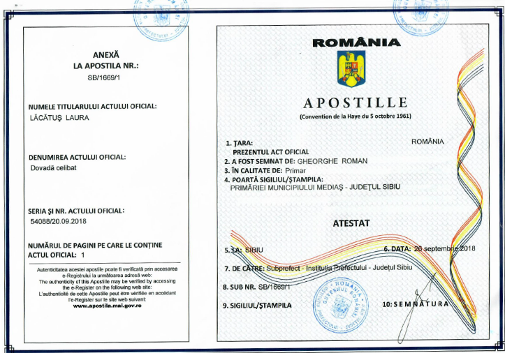 Apostille from Romania