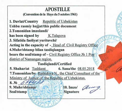 Apostille and consular legalization of documents in Uzbekistan