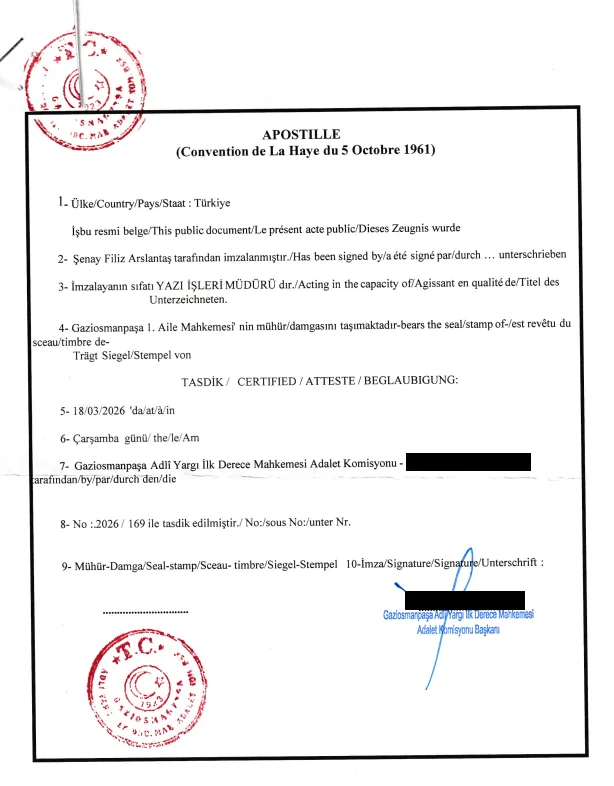 Turkey apostille on court decision Turkey apostille on court decision