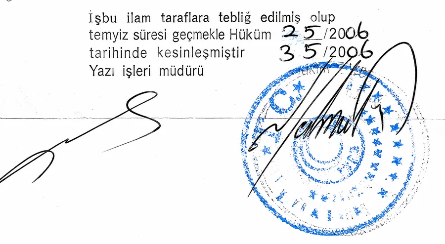 Turkey court judgment finalization certification Turkey court judgment finalization certification