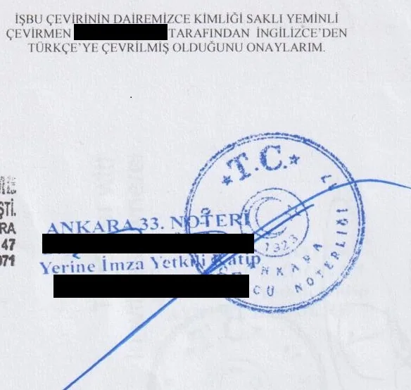 Notarized translation in Turkey