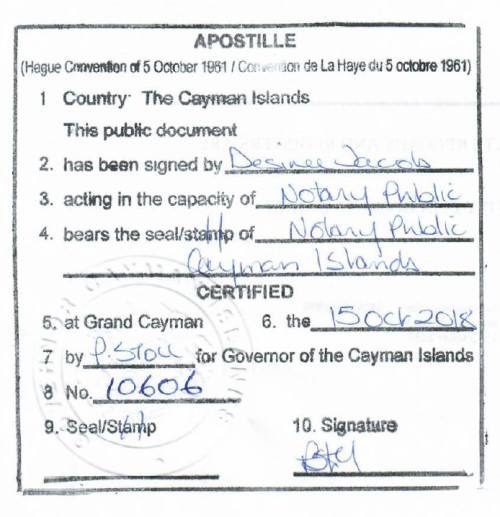 Apostille from the Cayman Islands | 