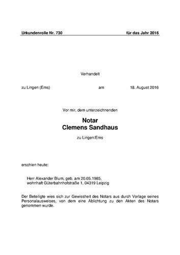 Copies of corporate documents from commercial register of Germany