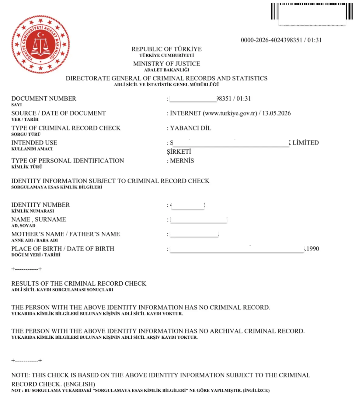 Police Clearance Certificate in Turkey Police Clearance Certificate in Turkey