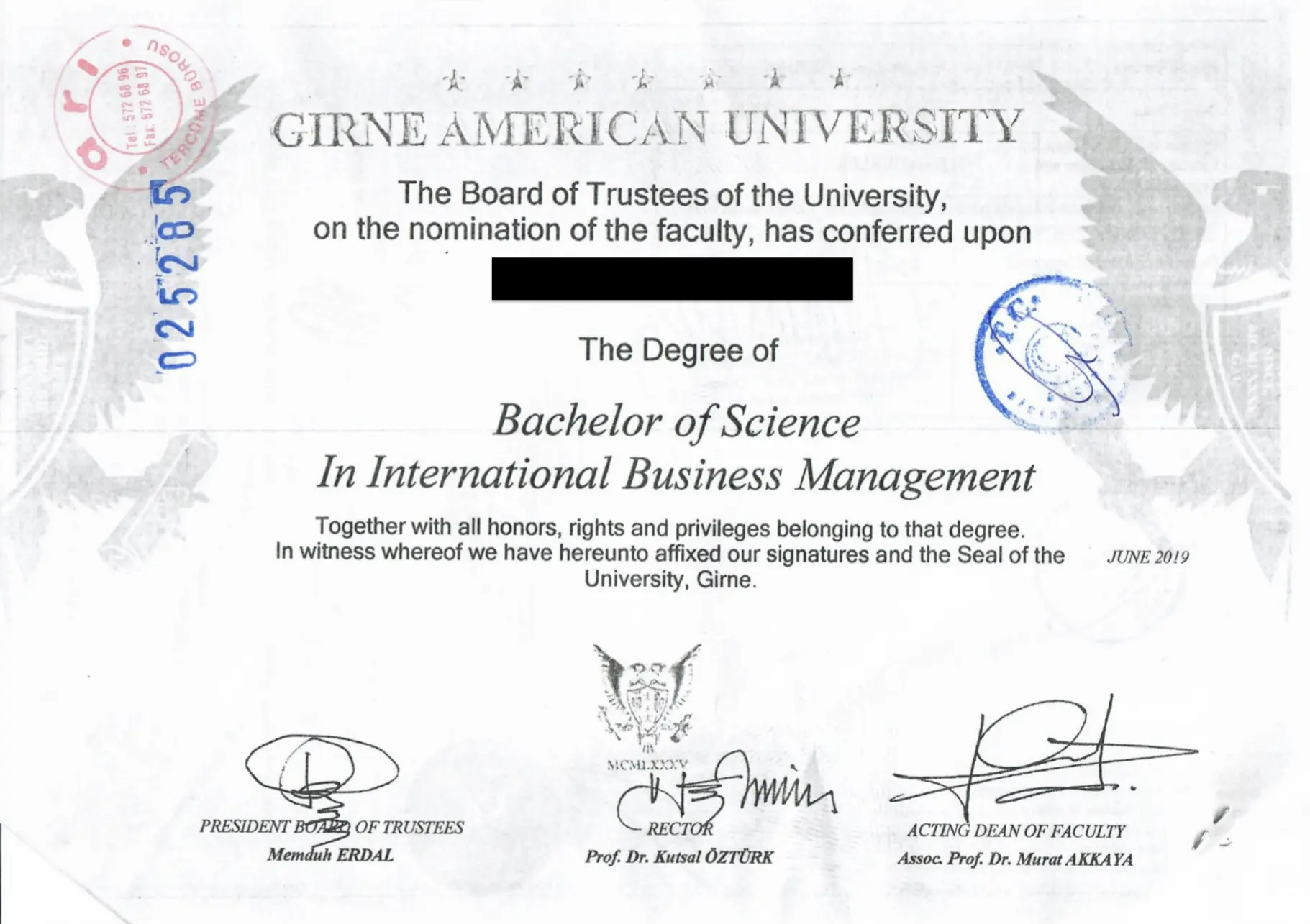 Diploma from Northern Cyprus