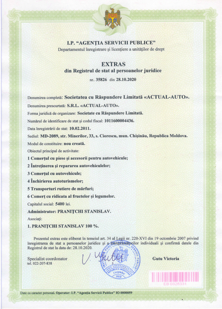 Extracts from commercial register of Moldova
