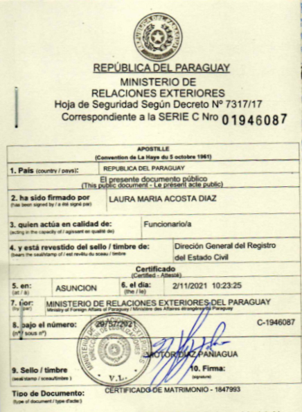 Apostille from Paraguay