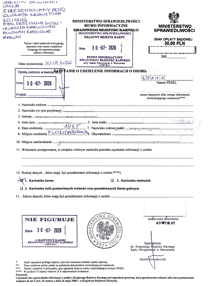 Police Clearance Certificate in Poland