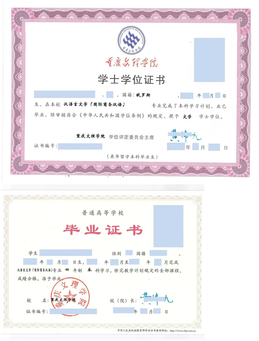 Chinese diploma example