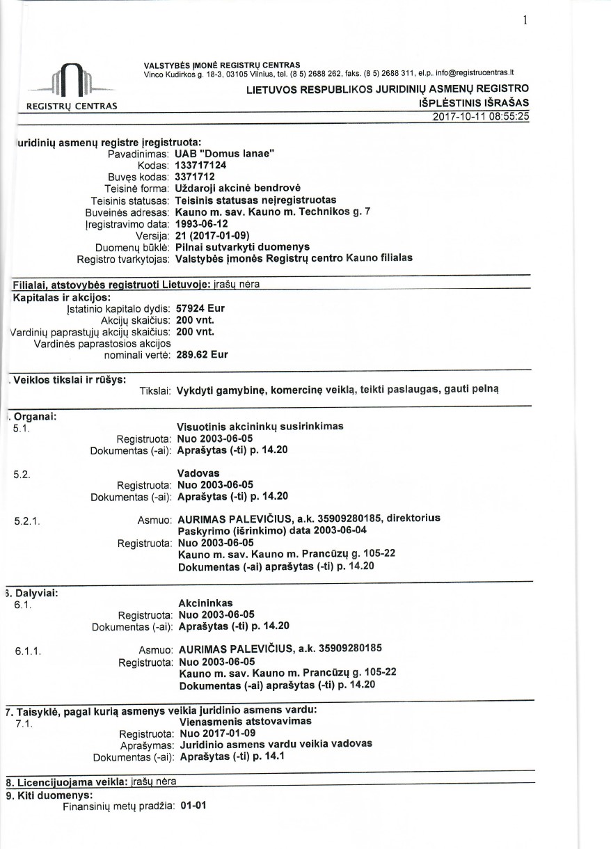Other documents from commercial register of Lithuania