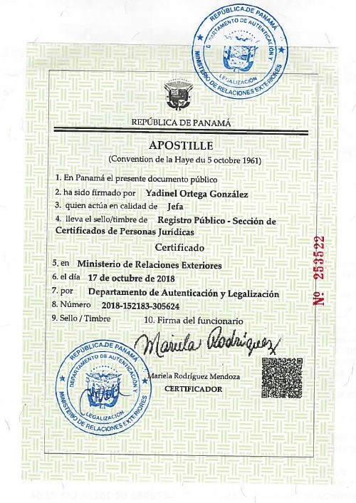 Apostille from Panama